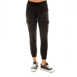 No Comment BLACK Ultra Flirt Fleece-Lined Cargo Jogger Pants, US Medium